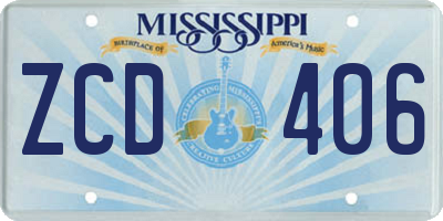MS license plate ZCD406