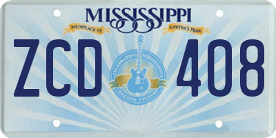 MS license plate ZCD408