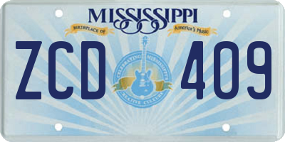MS license plate ZCD409