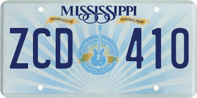 MS license plate ZCD410