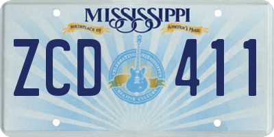 MS license plate ZCD411