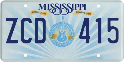 MS license plate ZCD415