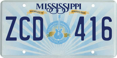 MS license plate ZCD416