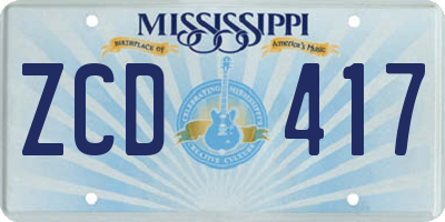 MS license plate ZCD417