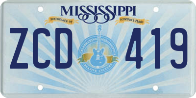 MS license plate ZCD419