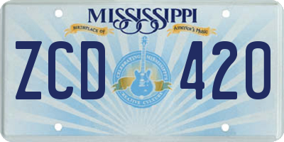MS license plate ZCD420