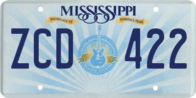 MS license plate ZCD422