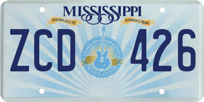 MS license plate ZCD426