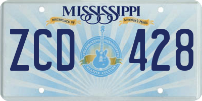 MS license plate ZCD428