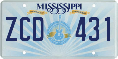 MS license plate ZCD431