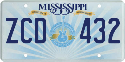 MS license plate ZCD432