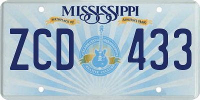 MS license plate ZCD433