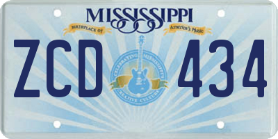 MS license plate ZCD434
