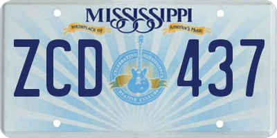 MS license plate ZCD437