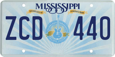 MS license plate ZCD440