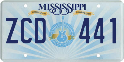 MS license plate ZCD441