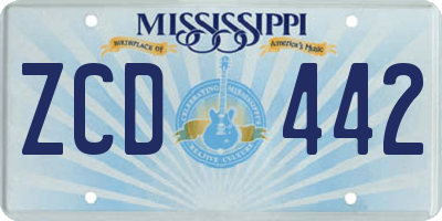 MS license plate ZCD442