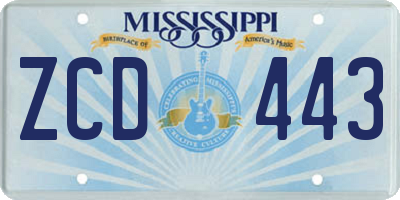 MS license plate ZCD443