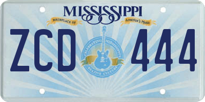 MS license plate ZCD444