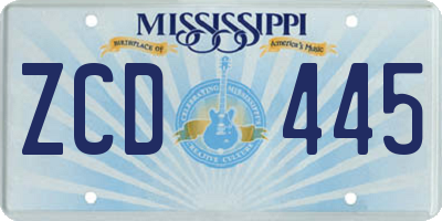 MS license plate ZCD445