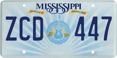 MS license plate ZCD447