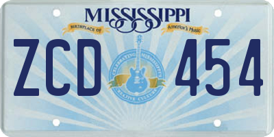 MS license plate ZCD454