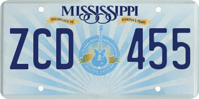 MS license plate ZCD455