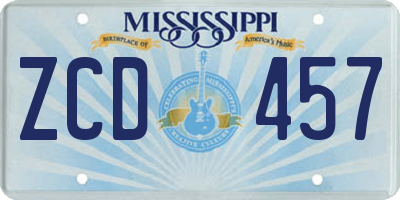 MS license plate ZCD457