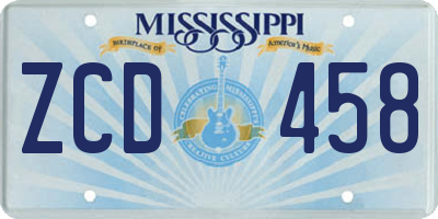 MS license plate ZCD458