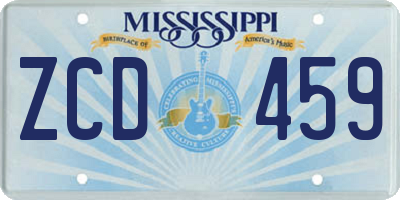 MS license plate ZCD459