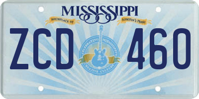 MS license plate ZCD460
