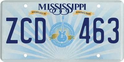 MS license plate ZCD463
