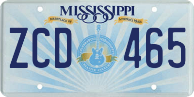 MS license plate ZCD465