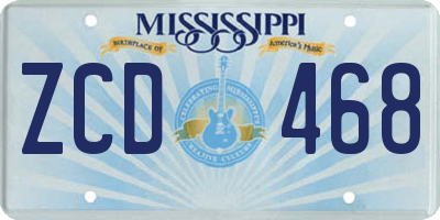 MS license plate ZCD468