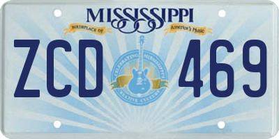 MS license plate ZCD469
