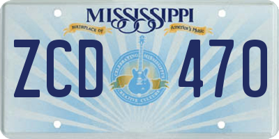 MS license plate ZCD470