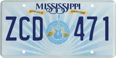 MS license plate ZCD471