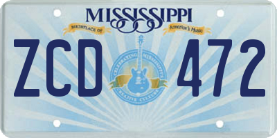 MS license plate ZCD472