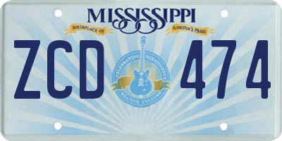 MS license plate ZCD474
