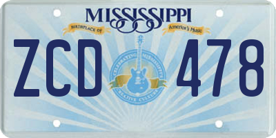MS license plate ZCD478
