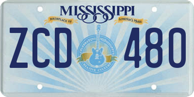 MS license plate ZCD480