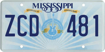 MS license plate ZCD481