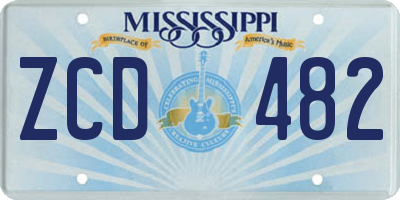 MS license plate ZCD482