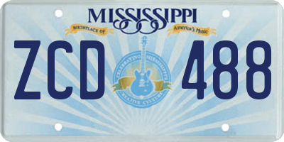 MS license plate ZCD488
