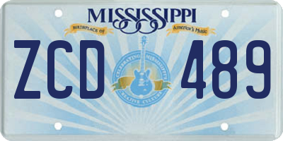 MS license plate ZCD489