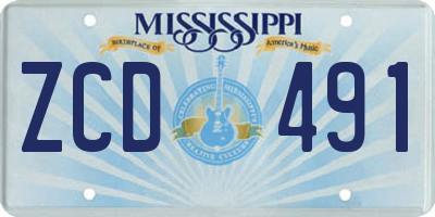 MS license plate ZCD491