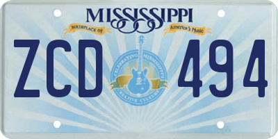 MS license plate ZCD494