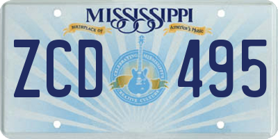 MS license plate ZCD495