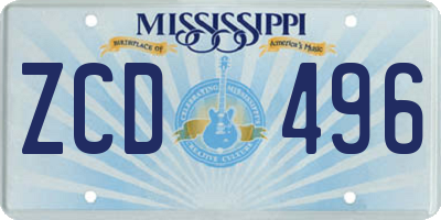 MS license plate ZCD496