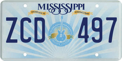 MS license plate ZCD497